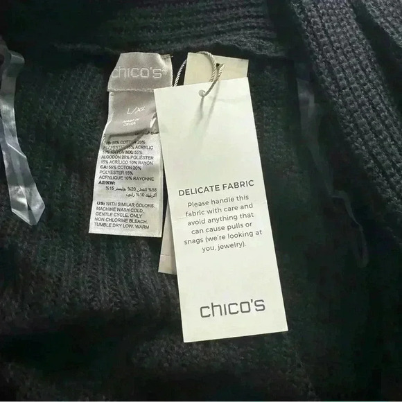 NEW Chicos Women’s L/XL Fringe Capelet Ruana Shawl Heavy Cotton Blend NWT - Picture 7 of 12